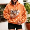 Womens Polka - Hooded Sweatshirt Loose Fit Long Sleeve Casual Pullover With Pocket