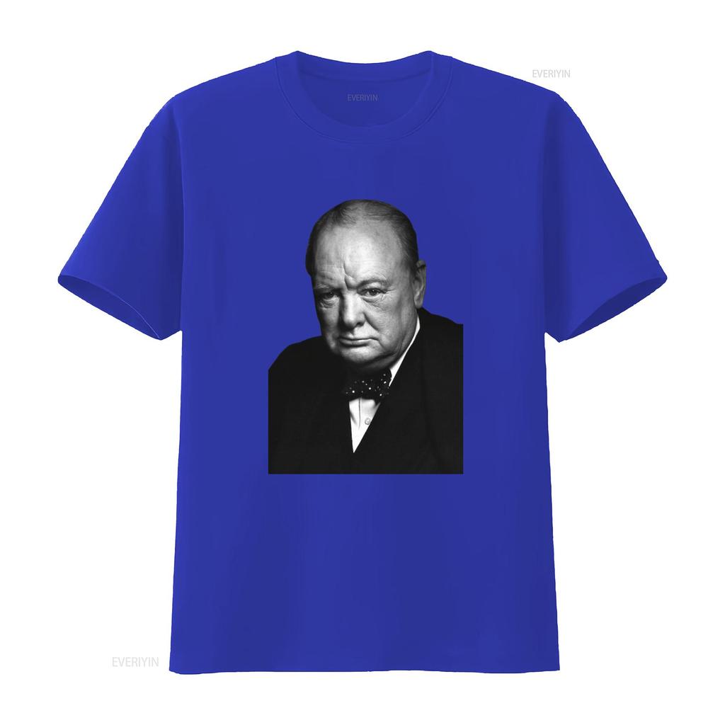 Winston Churchill Great Britain United Kingdom England Vintage Portrait T Shirt Vintage Washed Designer Clothes Unisex Homme