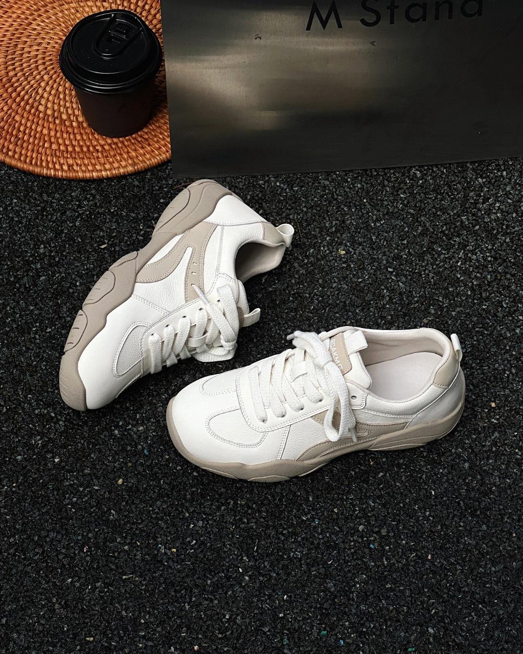 

2025 new Korean version of genuine leather mesh breathable versatile and thin Forrest Gump shoes women s casual and light color matching German traini 40