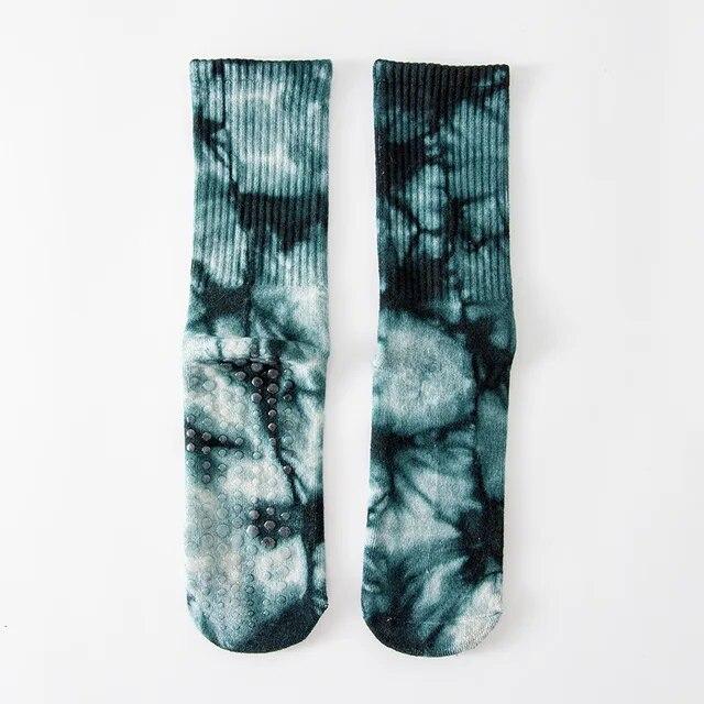 New Fashion Tie-dye Mid-calf Yoga Socks Pilates Socks Indoor Special Non-slip Sports Socks Dance Fitness Floor Socks