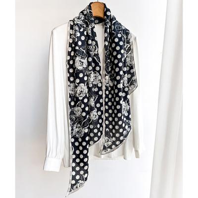 Polka Dot Retro Fashionable Printing New Style Long Strip Small Streamers Age-reducing Versatile High-end Professional Scarf Spring, Summer and Autumn
