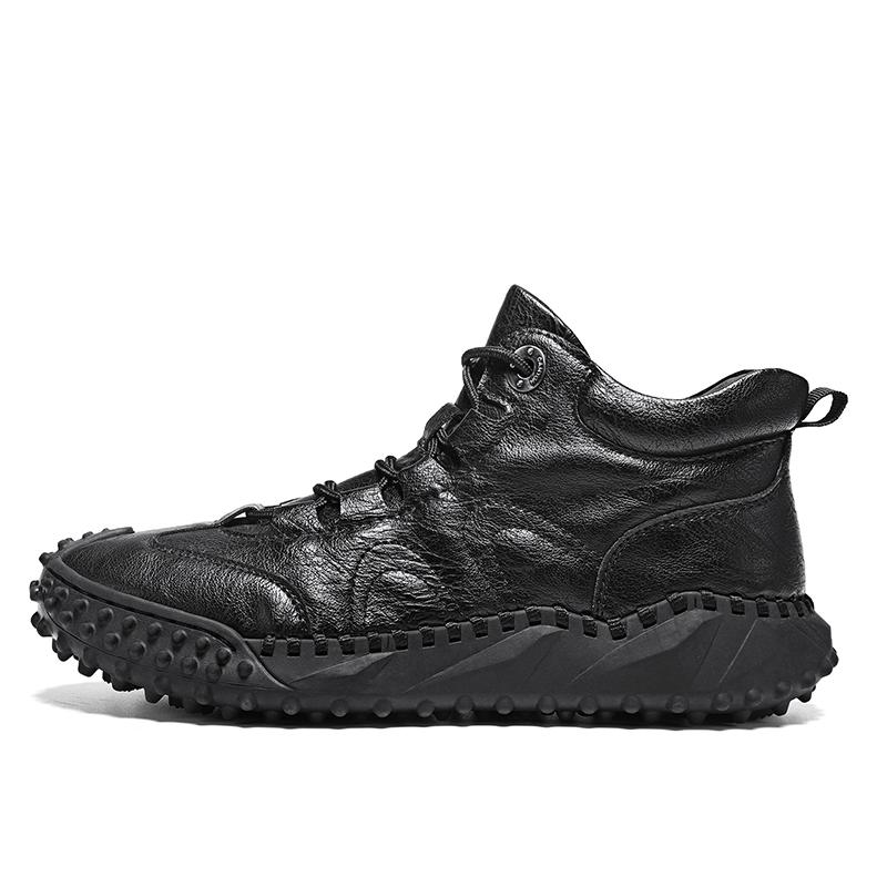 

38-46 Fall/ Winter Mens Handmade Leather Soft Sock Ankle Boots Autumn Winter Men Boots Men s Ankle Boots Handmade Plush Shoes Casual Shoes 38 чорний