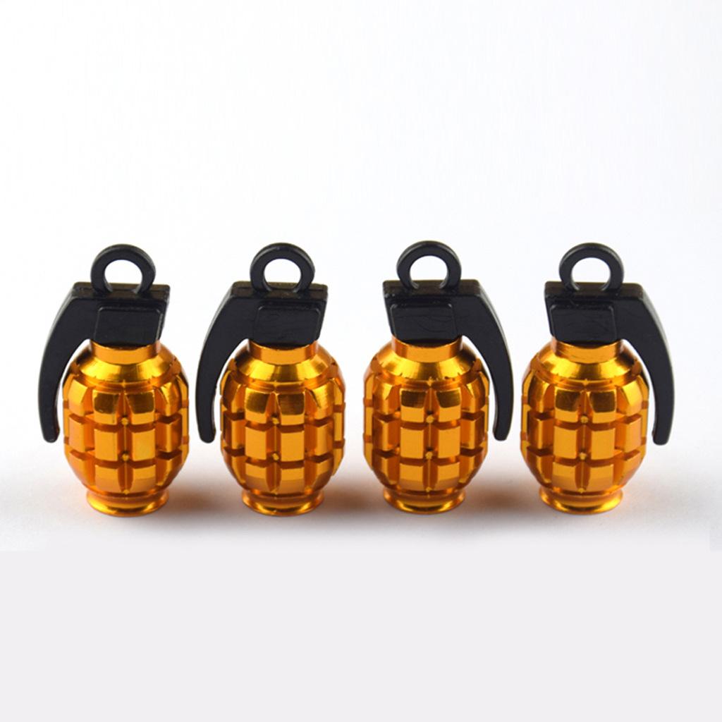 4pcs Car Tire Valve Cap Aluminum Grenade Alloy Tyre Valve Stem Cover Air Dust Cap Tire Valve Truck Bike Wheel Rim Valve Stem Cap