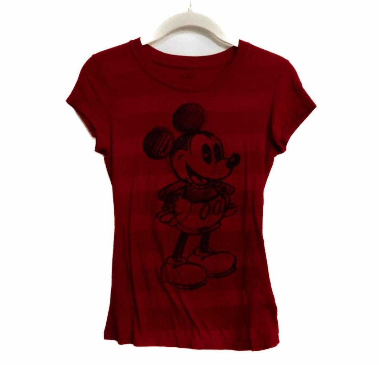 The Wonderful World of Disney Red T Shirt Mickey Mouse Graphic Short Sleeve S XXXL