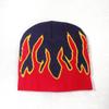 Knit Outdoor Cap With Flame Pattern And Acrylic Material For Streetwear Fall