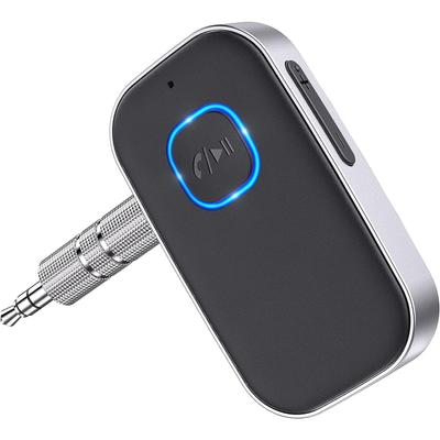 Bluetooth Adapter Car, Upgraded Bluetooth 5.0 Noise Reduction Aux, 16H Standby Aux for Car Audio System, Headphones, Speakers, Home Stereo Systems