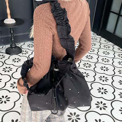 Sac à bandoulière petit et frais tendance version coréenne Ins 2025 nouveau sac fourre-tout en toile littéraire sac de courses plissé polyvalent