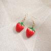 Unique Pastoral-Style Strawberry Earrings Hooks And Pendants Featuring Three-Dimensional Fruit Designs