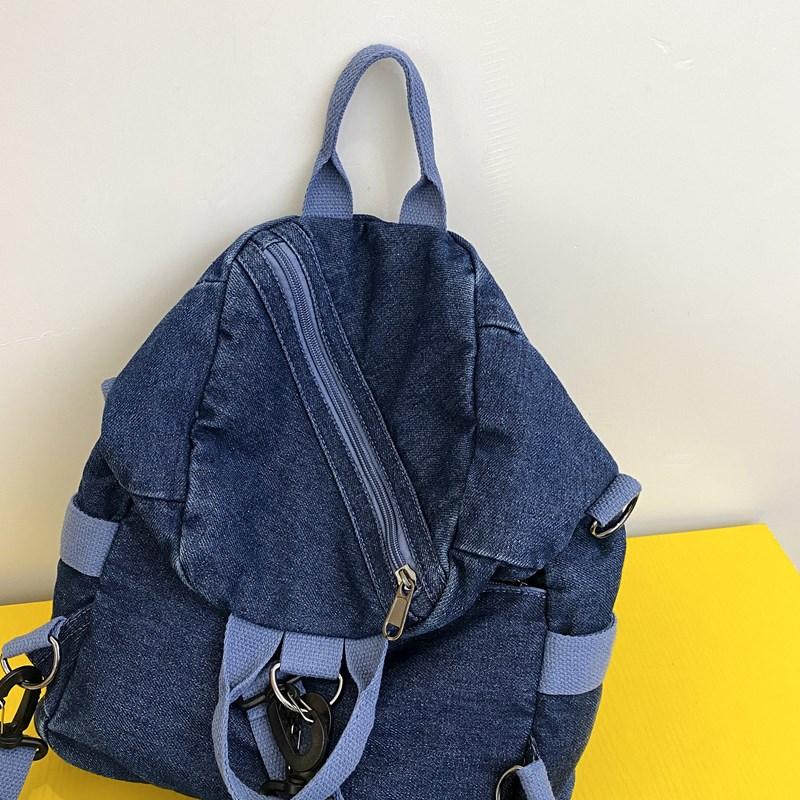 Denim Backpack Women's Casual Mini Backpack with Front Zip Pocket Adjustable Shoulder Straps Fashion School Bag