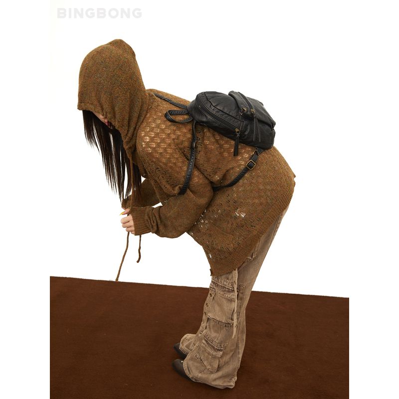 

Bingbong | Mini Retro Small Bookbag Stylish Black Backpack Lightweight Small Niche Style Work Clothing Backpack Confirmed size: length 23 * width 7 * height 27cm