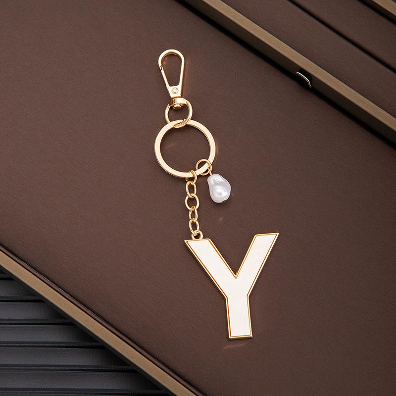 Chaveiro Pingente Nome Letras Criativas 26 Letras Pérola Imitação Concha Pingente de Bolsa Popular Acessórios