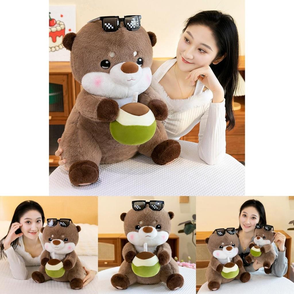 Adorable Coconut Drinking Sloth Capybara Plush Toy Soft Stuffed Animal Gift For Birthdays