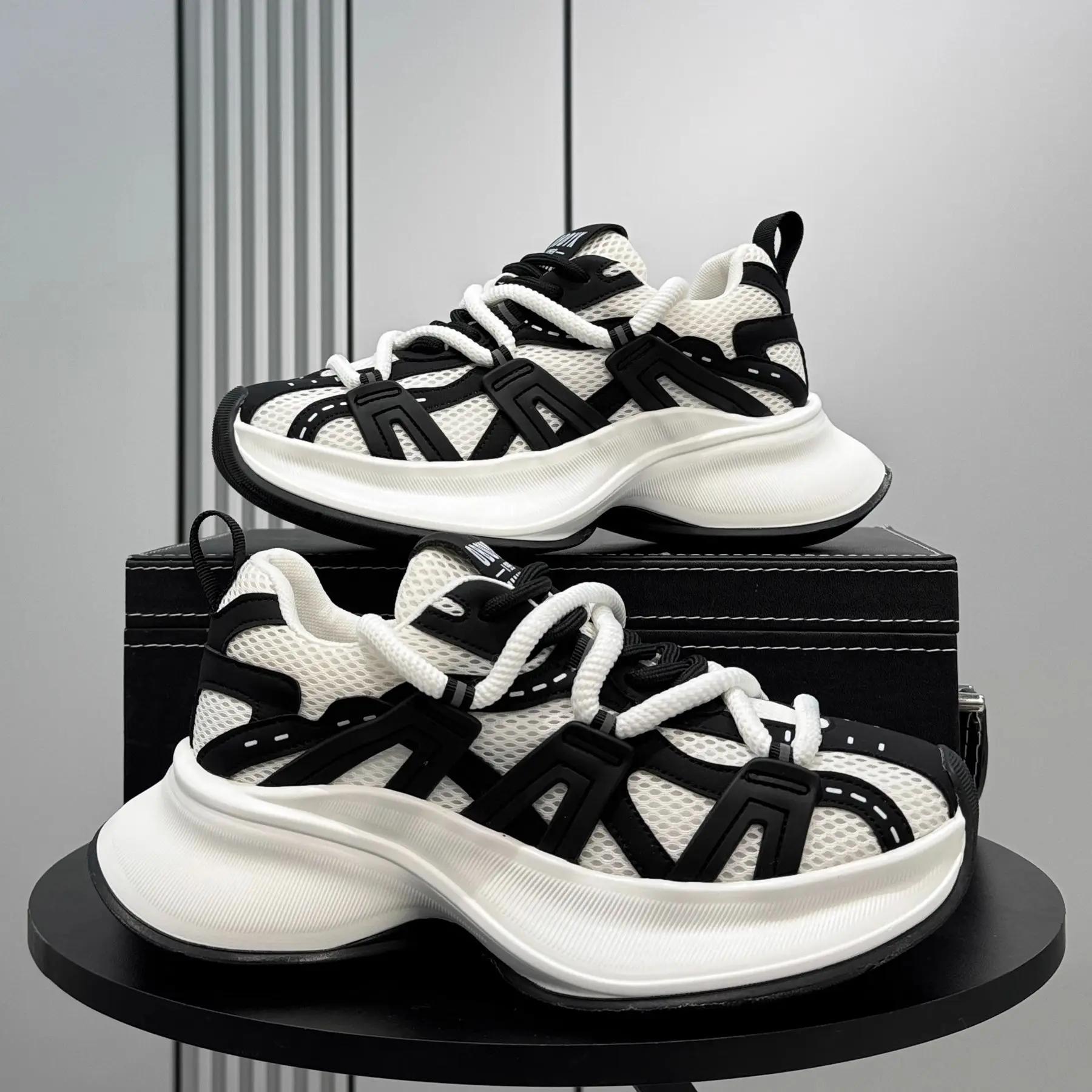 

2025Лето Удобные Высококачественные Новые Мужские Туфли На Толстой Подошве Сетчатые Дышащие Кроссовки для Папы Универсальные Модные Повседневные Кроссовки39-44 44