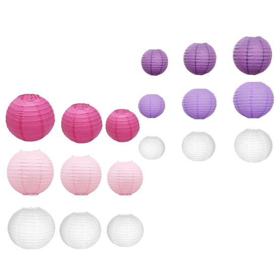 9Pcs New Year Paper Lantern Ornament Solid Color Round Lantern Holiday Party Scene Layout Decoration Props for Spring Festival Christmas Birthday