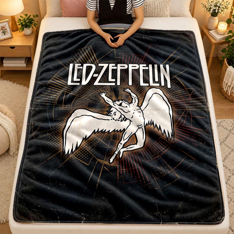 Flannel BlanketLed Zeppelin Warm Soft Throw Blanket for Indoor Sofa Bed Living Room Use
