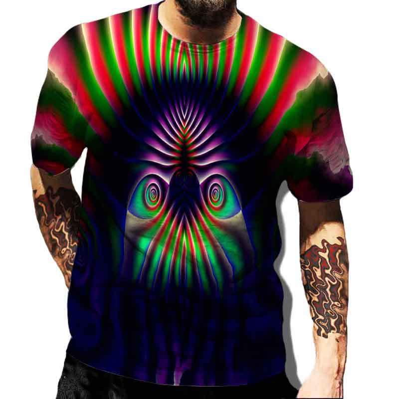 Geometric Shape Creative Design Colorful Vortex 3D Printed T-shirt Casual Street Men's T-shirt