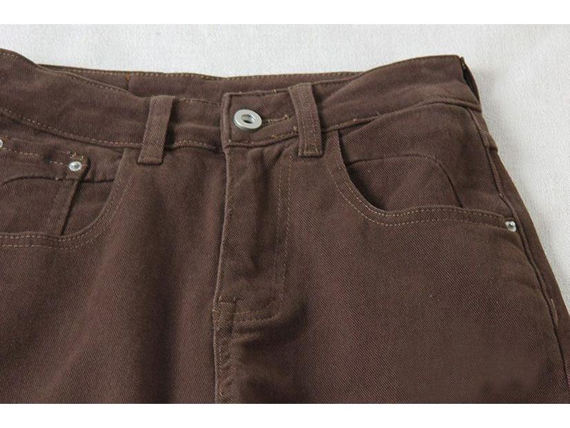 Coffee-Colored High Waist Harem Jeans - Slimming, Elastic, Versatile for Spring & Autumn 2026