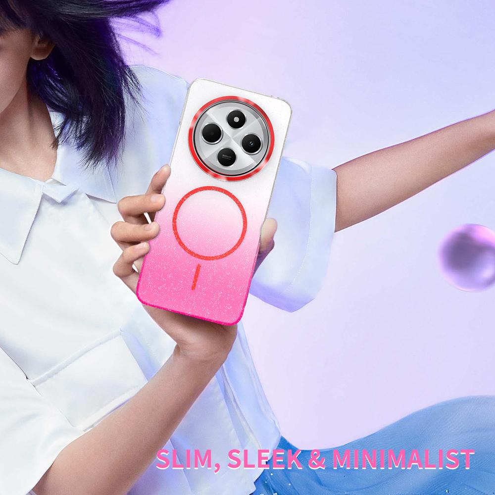 KEYSION Luxuriöse magnetische Handyhülle mit Farbverlauf und Glitzer für Redmi Note 14 Pro+5G 14 4G, stoßfeste Hart-PC-Rückabdeckung für POCO X7 5G