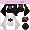 Camisa Medieval Feminina Renascentista Retrô Estilo Europeu e Americano Pirata