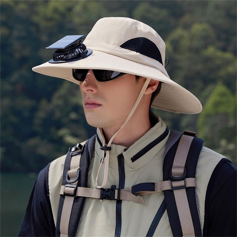 Solar Powered Outdoor Cooling Hat With Built In Fan For Hiking Fishing Lightweight Adjustable Sun Hat