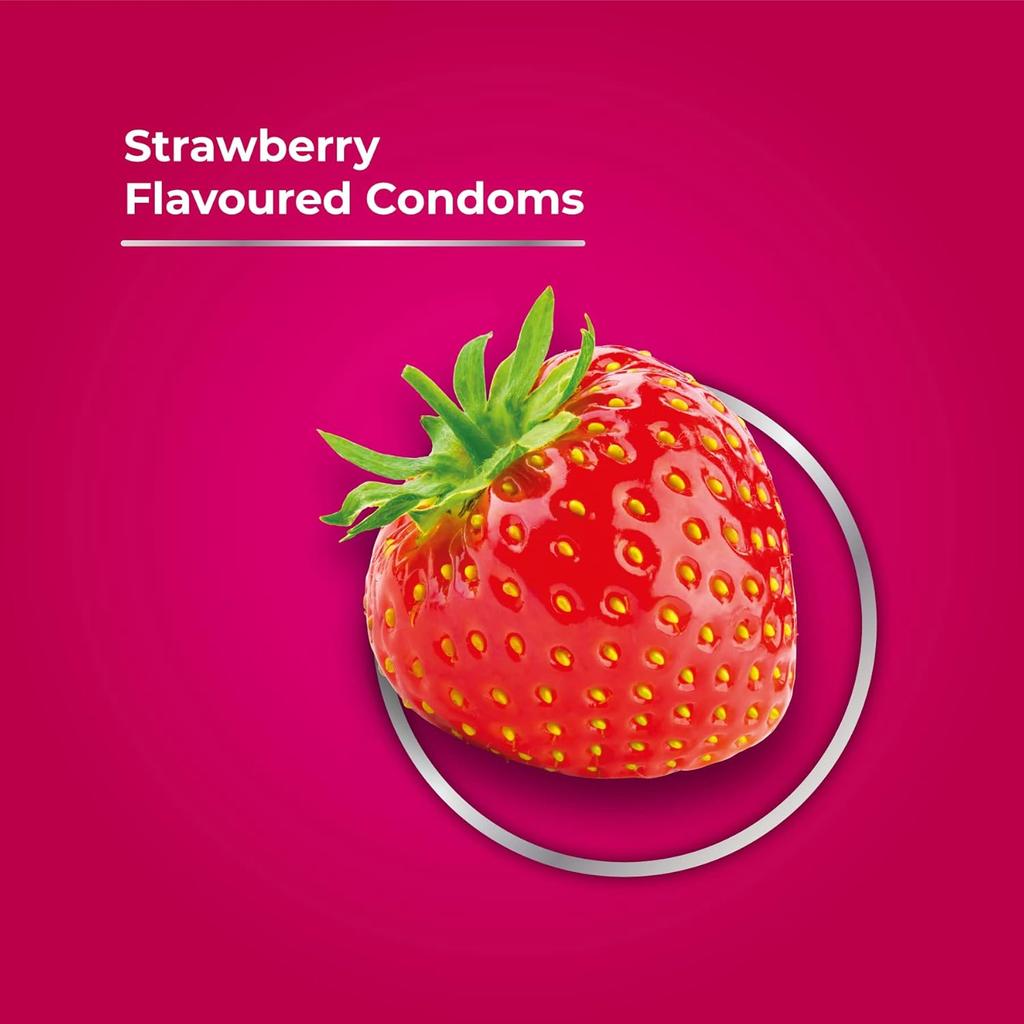 Skore Strawberry Flavoured Condoms 10 X Count Pack Of 4 Boxes 10 Piece Each Lubricated Dotted Latex Condoms Safe Fit X