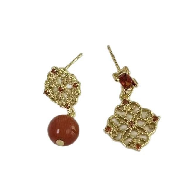 

1111 New Chinese Asymmetrical Pendant Earrings Fashion Light Luxury Temperament Earrings High-end Versatile Earrings Women