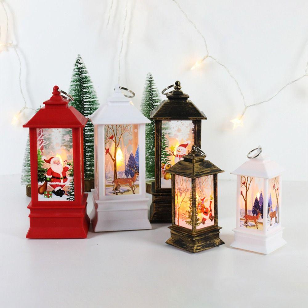 Santa Claus Night Light Portable Hanging Lamp New Year Christmas Retro Lantern Light  Home