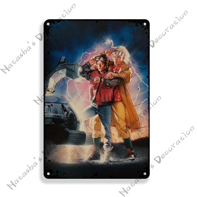 Металлическая табличка Постер фильма Назад в будущее Металлическая табличка Научная фантастика Комедия Металлическая табличка Ржавая декоративная табличка Домашний бар Паб Кафе Индустриальный декор 20x30cm（7.8x11.8inch）