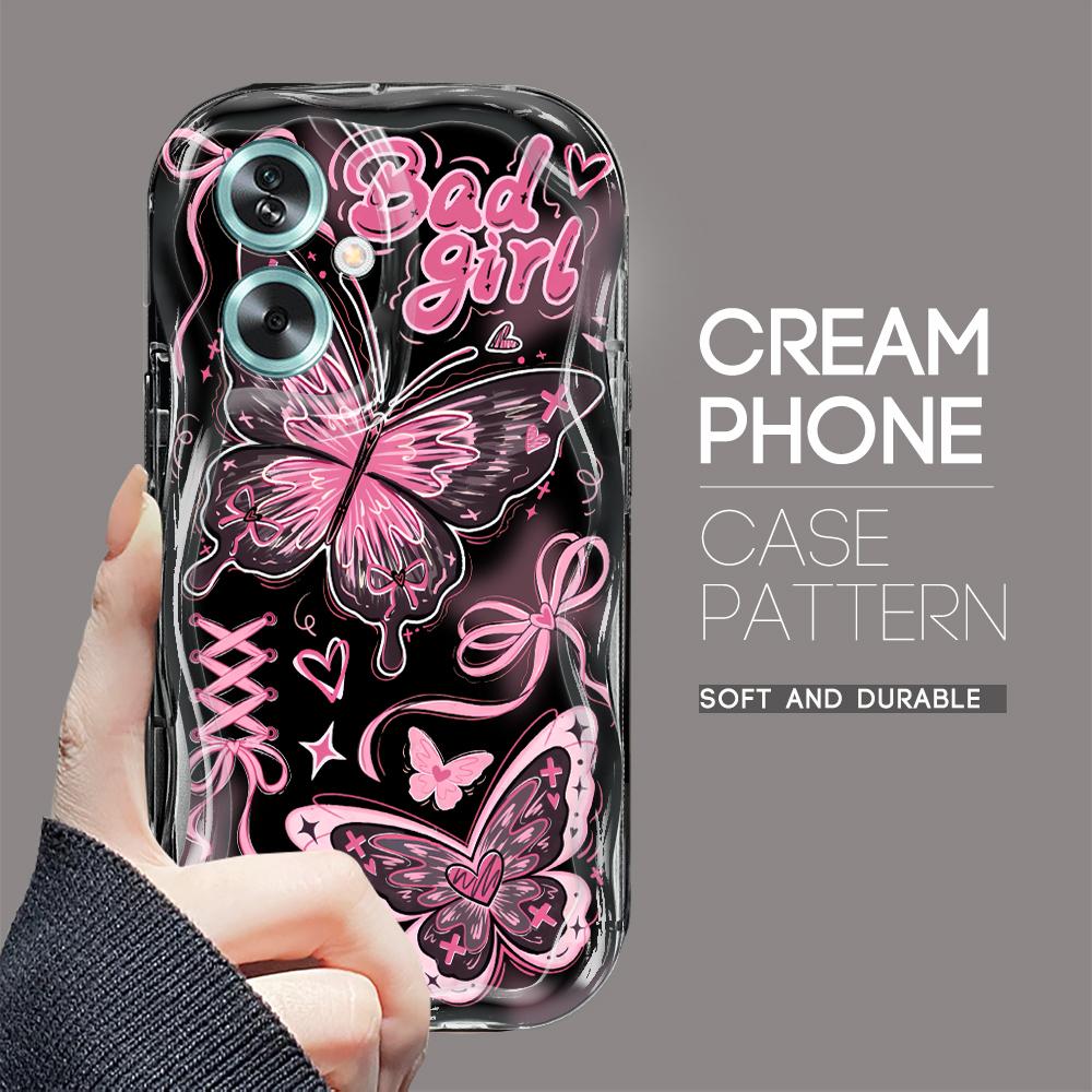 Cute Cartoon Pattern Cream Texture Casing Wavy Edge Soft Silicone Cover Phone Case for OPPO Reno Realme