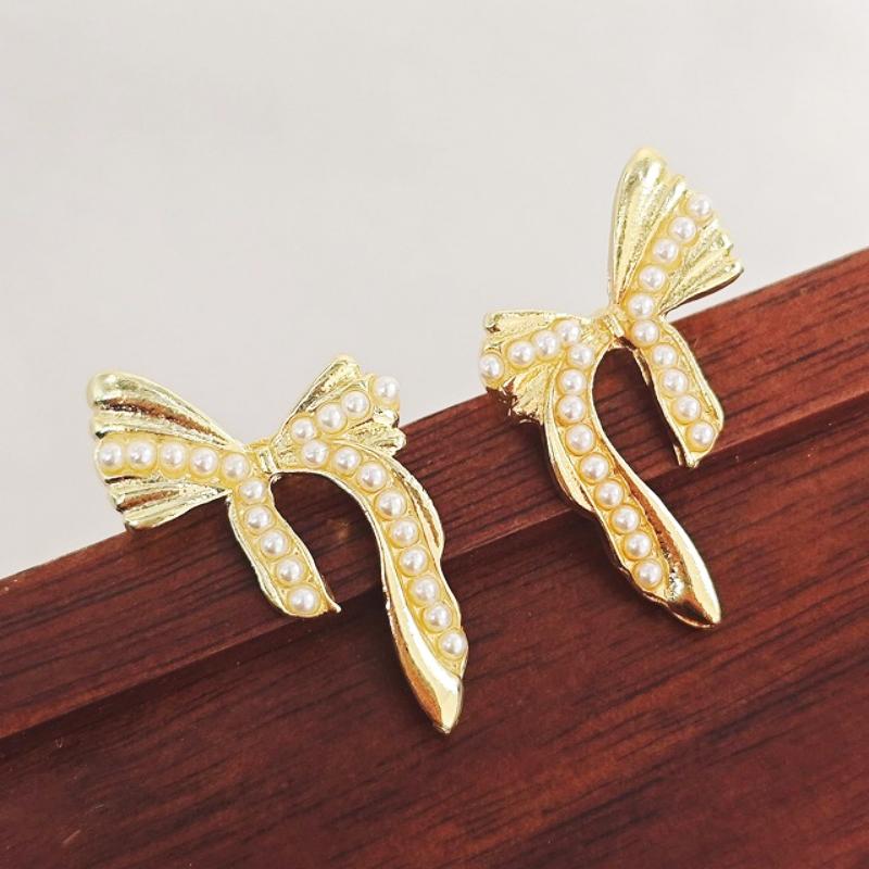 Boeknot Imitation Pearl Stud Earrings for Women Fashion Wedding Party Jewelry Girl Gift Christmas Valentine's Day Gift