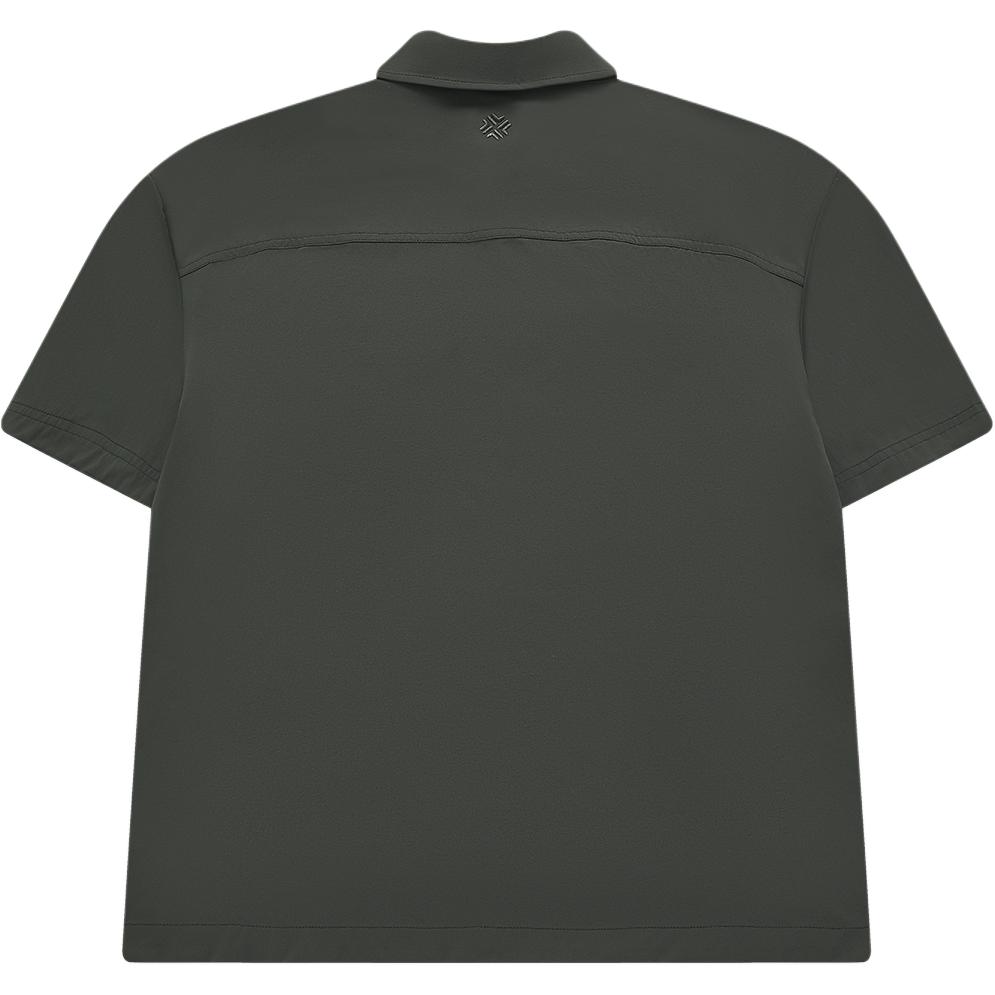 FILA Solid Color Brand Logo Sports Loose Breathable Durable Woven Single-Breasted Polo Shirt Unisex shirts Honey-Gray T11U423401F-DY