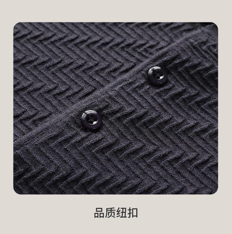 [Sheep Wool&Texture Jacquard] Spring and Autumn New Skin Friendly Breathable Men's Polo Knitted Collar