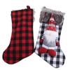 Large Size Dwarf Christmas Stockings Lattice Pattern Furry Gift Bag Long Hat Three-dimensional Christmas Tree Pendant Candy