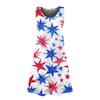 Women's Summer Casual Square Neck Independence Day Printed Dress Sleeveless Dress With Pockets