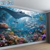 Horizontal Underwater World Background Fabric - Ocean Life Wall Hanging, Featuring Marine Life, Fish and Coral Reefs
