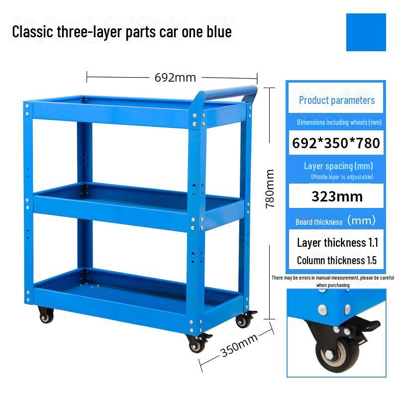"Green Forest Utility Cart: Three-Layer Tool Trolley & Flatbed for Auto Repair & Beauty Supplies"