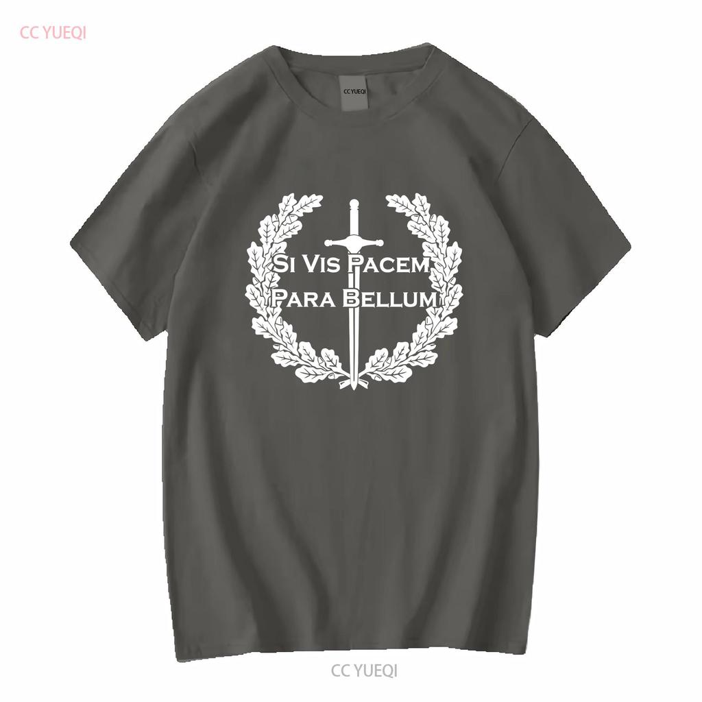 Si Vis Pacem Para Bellum Proverb Sword Oak Leaf Wreath If T Shirt 38365 Long or Short Sleeves Vintage Washed Graphic Stylish