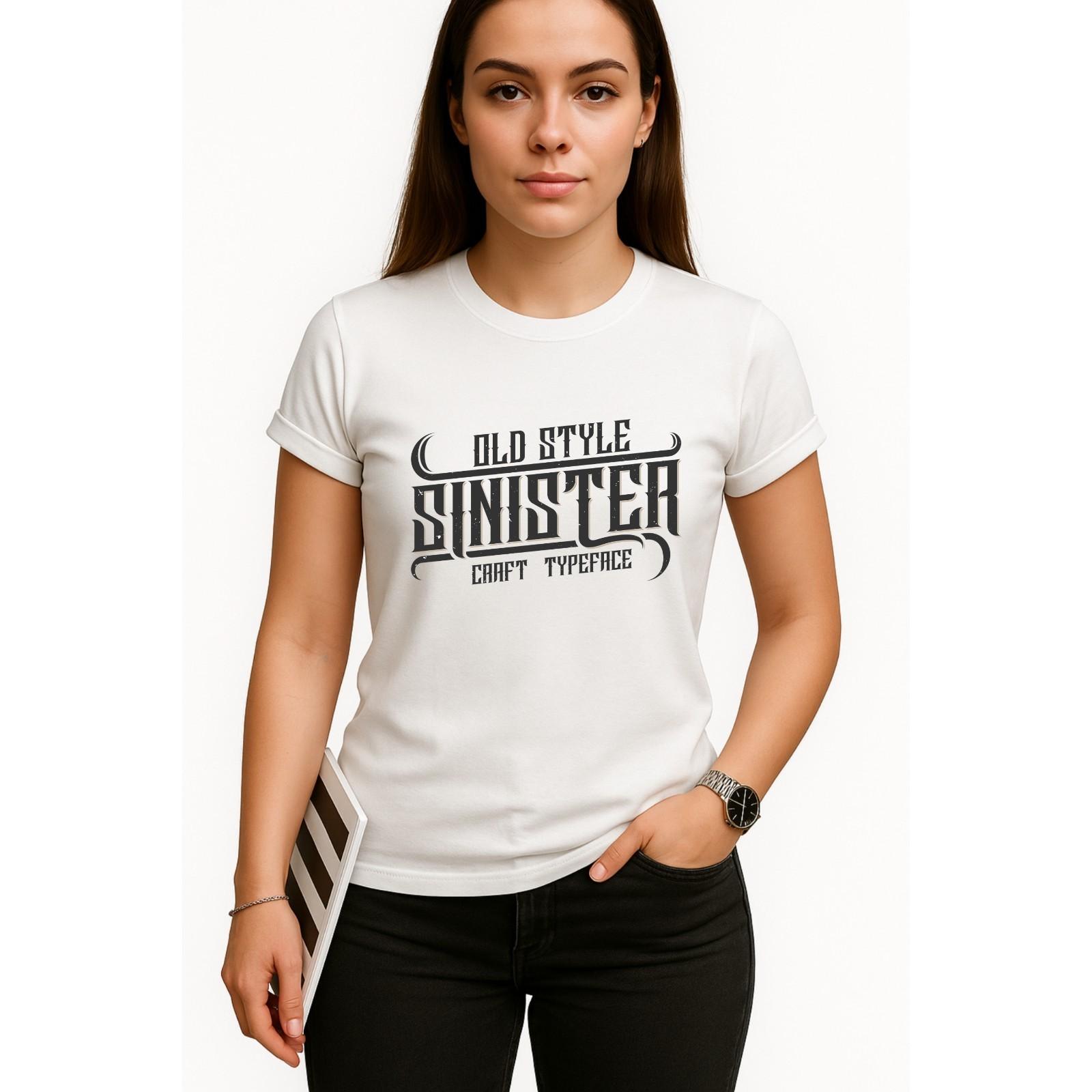 Sinister Old Style T-Shir, Gothic Typography Graphic Tee,Gothic Lettering TShirt 3XL
