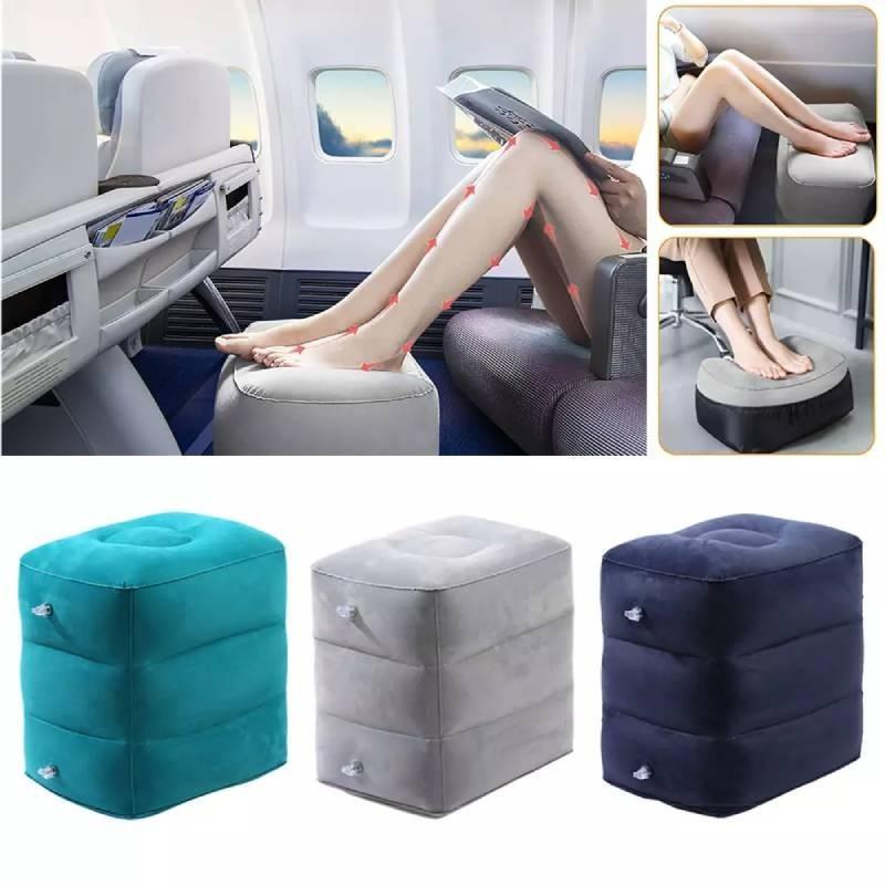 Luxurious Adjustable Inflatable Foot Rest Cushion Plush Velvet Travel Footstool Jp-003