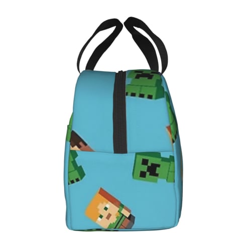 Minecraft Lunch Pack, Reusable Lunch Bag, Compact Lunch Box, Insulated Bag, Fashionable Carrying Bag, Cold Bag, Soft Ice Bag, Tote Bag, Reusable Bag F