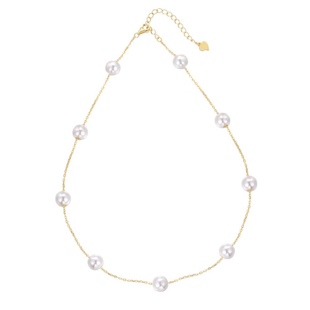 Korean Style S925 Sterling Silver Beaded and Layered Pearl Necklace for Women - Elegant Sweater Chain Accessory