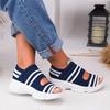 2 New Knitted Sandals Women's Summer Flat-bottomed Versatile Comfortable Elastic Thick-soled Sports Fish Mouth Shoes