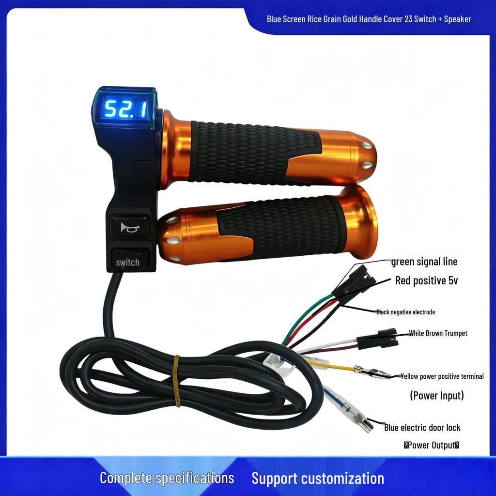 Blue Screen Electric Scooter Throttle Grip with Rice Grain 23 Switch & Speaker Voltage Display