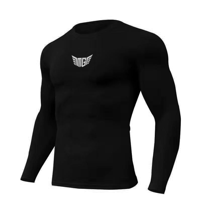 Muscleguys Compression Long Sleeve T-Shirts Autumn Breathable Quick Dry Elastic Shirts Mens Training Jersey Gym Bodybuilding Fitness Tops