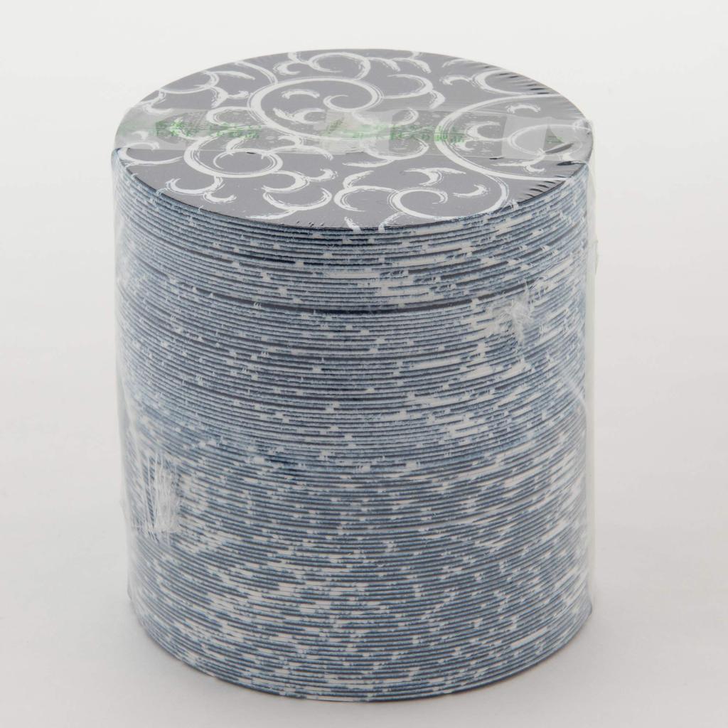 Endo Shoji TKG Paper Coasters, Navy Blue with Arabesque Pattern (100 pieces), Round, 90mm Diameter, 1mm Thick, a Must-Have for Evening Drinks,
