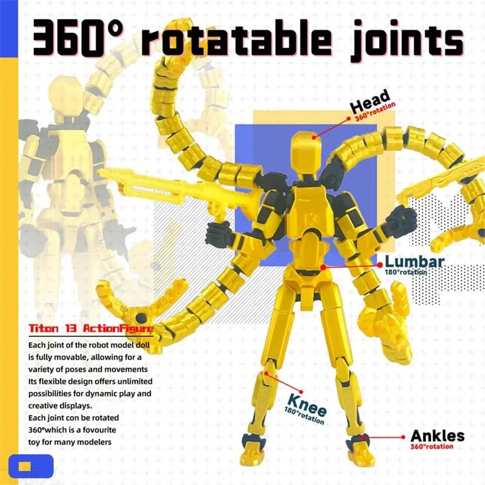 T13 Action Figure 3D Printed Multi-Jointed Movable Titan 13 Lucky Dummy Nova Robot Action Figure Desktop Assembly Completed Gift