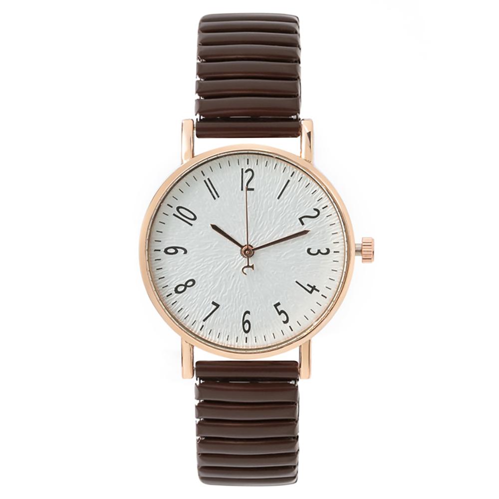 Women's Fashion Simple Digital Design Quartz Watch Casual Stainless Steel Stretch Buckleless Strap Ladies Clock Dress Watches