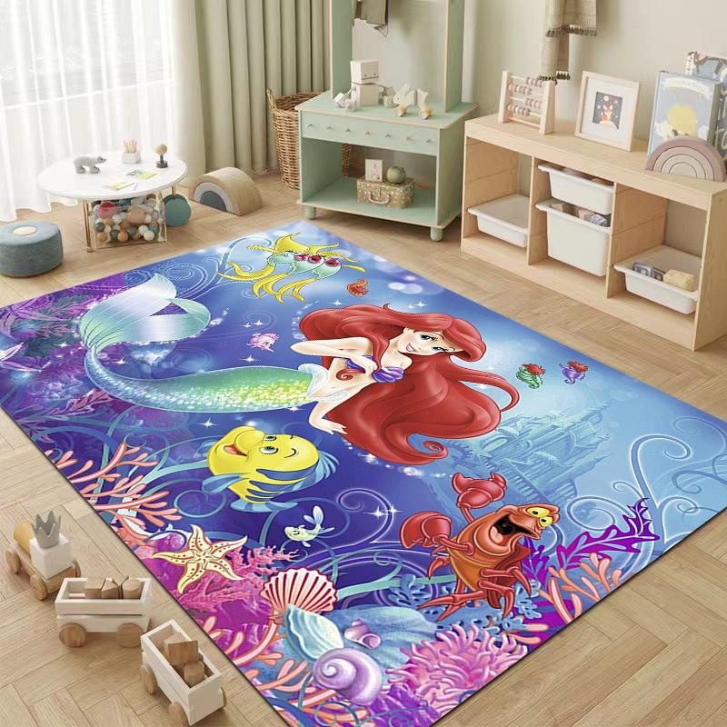 1PC Disney The Little Mermaid Print Carpet for Living Room Bedroom Kid's Room Home Decor Pink Room Decor Area Rug Non-slip Mat