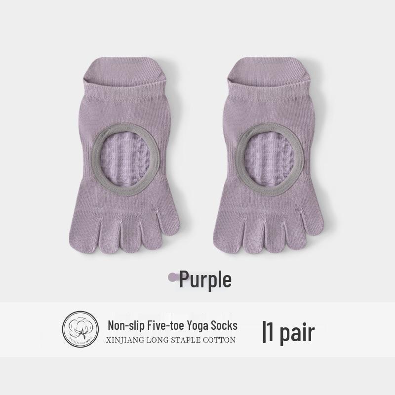 Women's Anti-Slip Yoga & Pilates Five-Toe Socks - Summer Thin, Pure Cotton Toe Separator Boat Socks