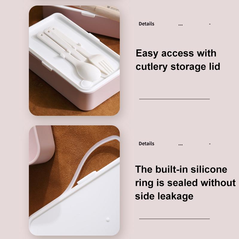 Doppelschichtige Lunchbox für die Mikrowelle, Bento-Box im Holzstil, tragbare Behälterbox, BPA-frei, Bento-Lunchbox, Lunchbox, Bento-Lebensmittelbox